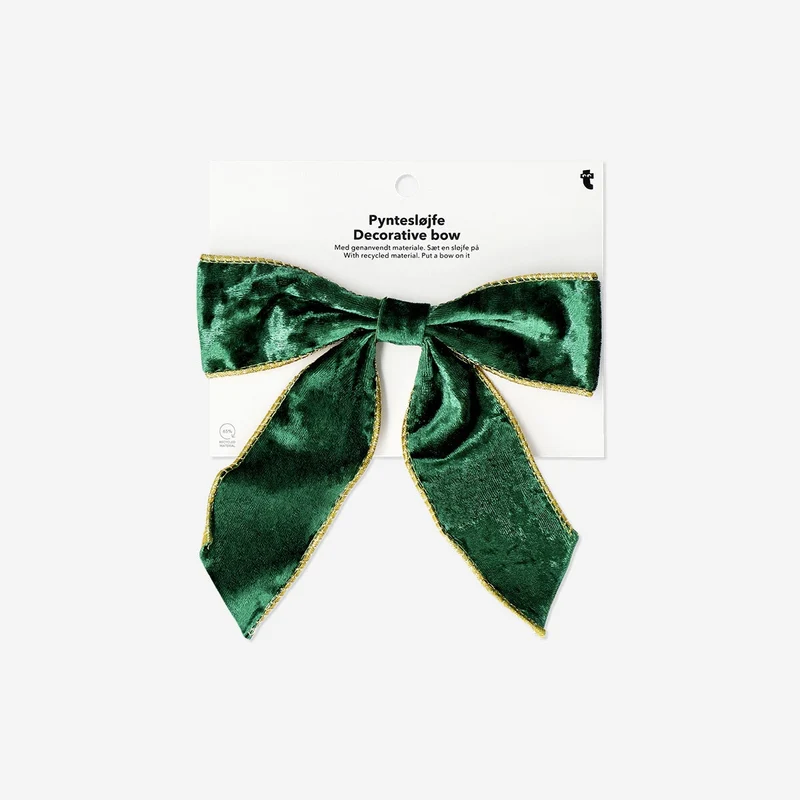 Big green velvet bow - 19 cm