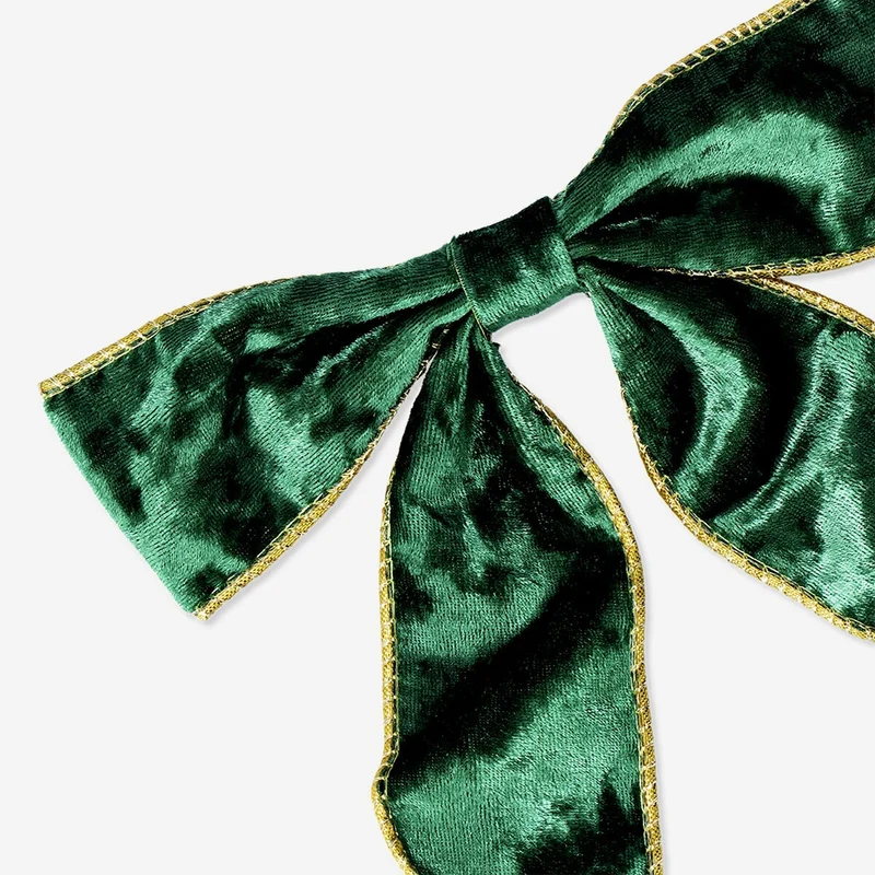 Big green velvet bow - 19 cm