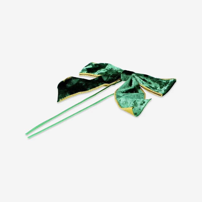 Big green velvet bow - 19 cm