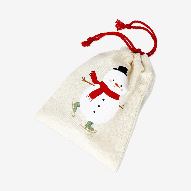 Draw string gift bags with Christmas characters - 4 pcs