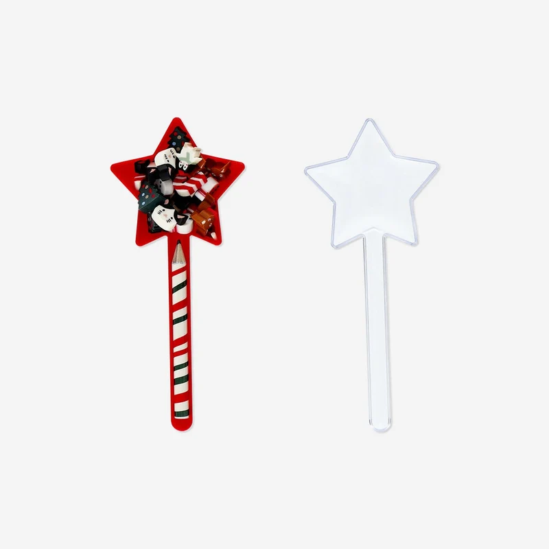 Pencil with erasers in star box