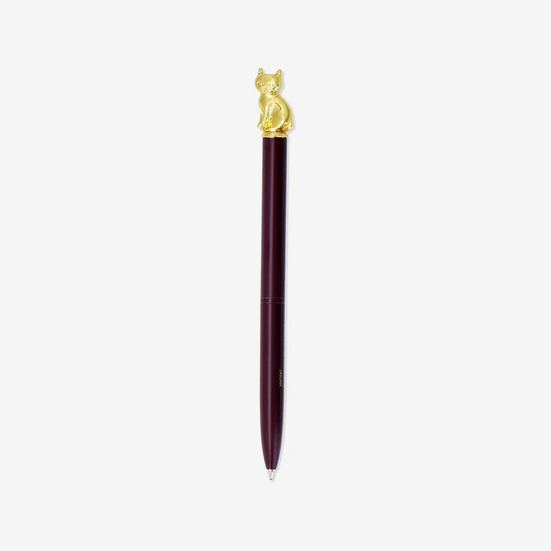 Ballpoint pen with gold cat topper - Black ink