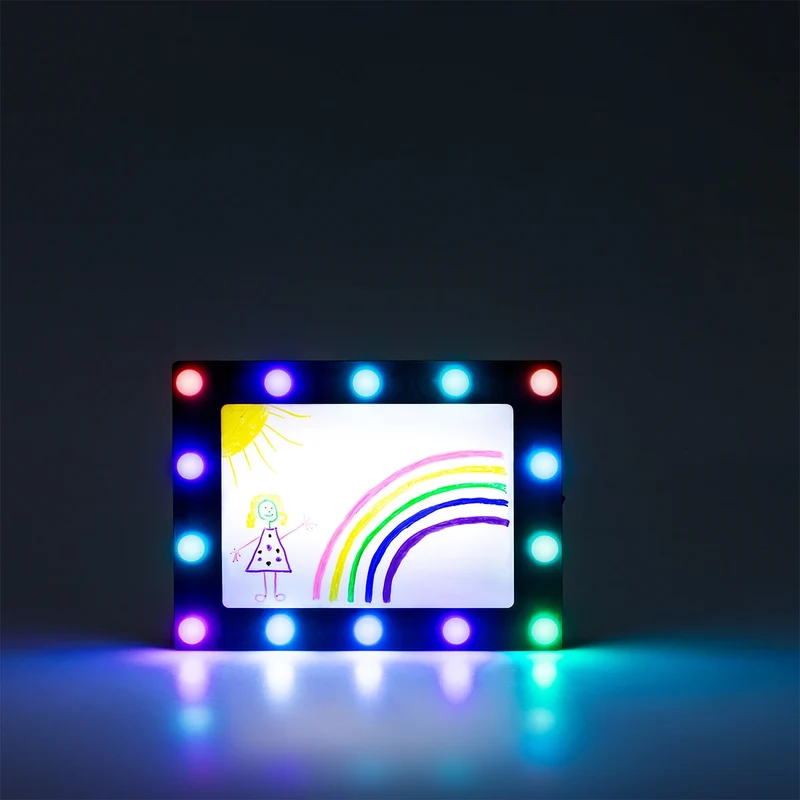 Multi coloured light box with markers