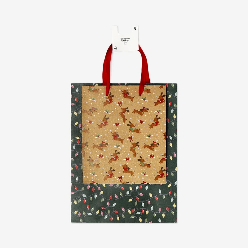 Gift bags with sausage dogs and garlands - 2 pcs