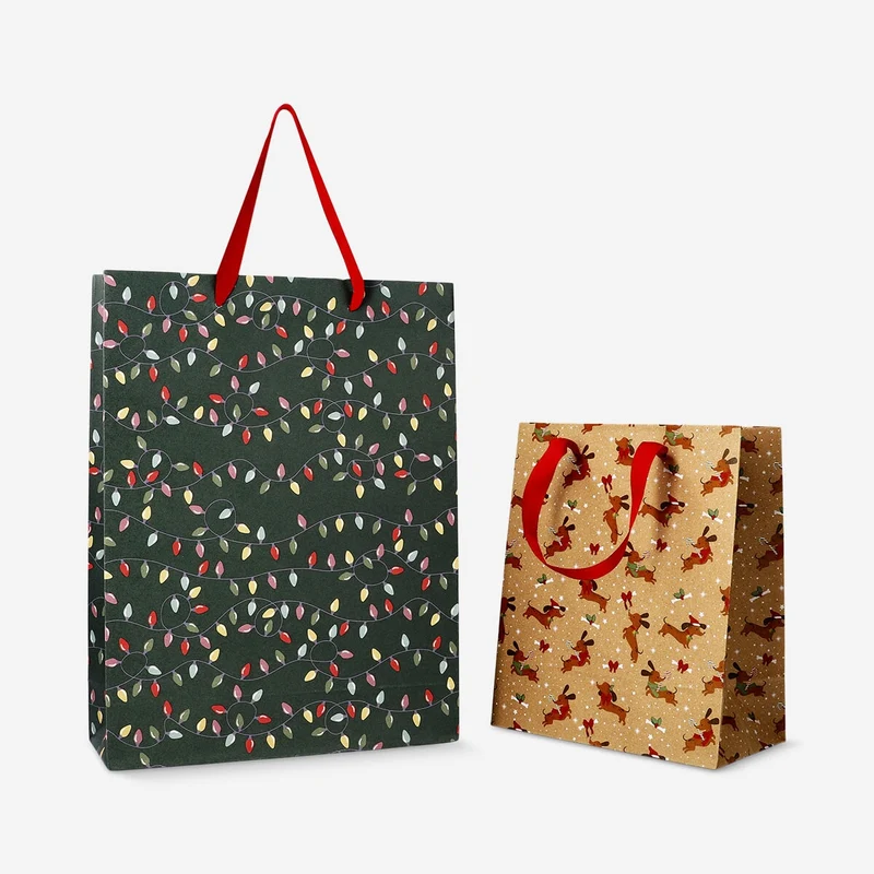 Gift bags with sausage dogs and garlands - 2 pcs