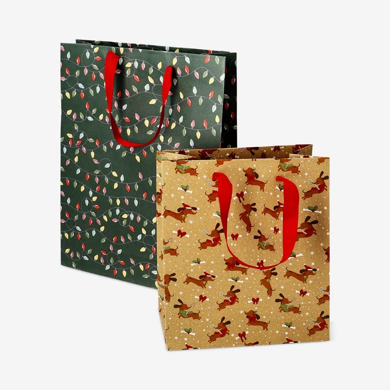 Gift bags with sausage dogs and garlands - 2 pcs