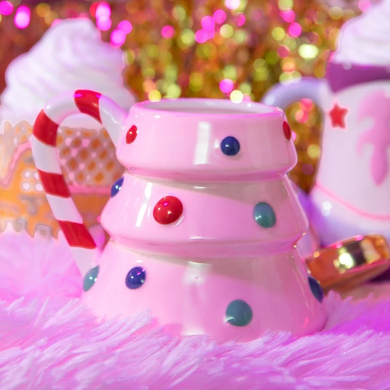 Pink Christmas tree mug - 440 ml