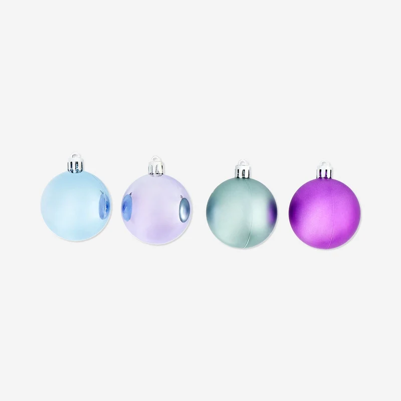 Medium plastic baubles in pastel colours - 12 pcs