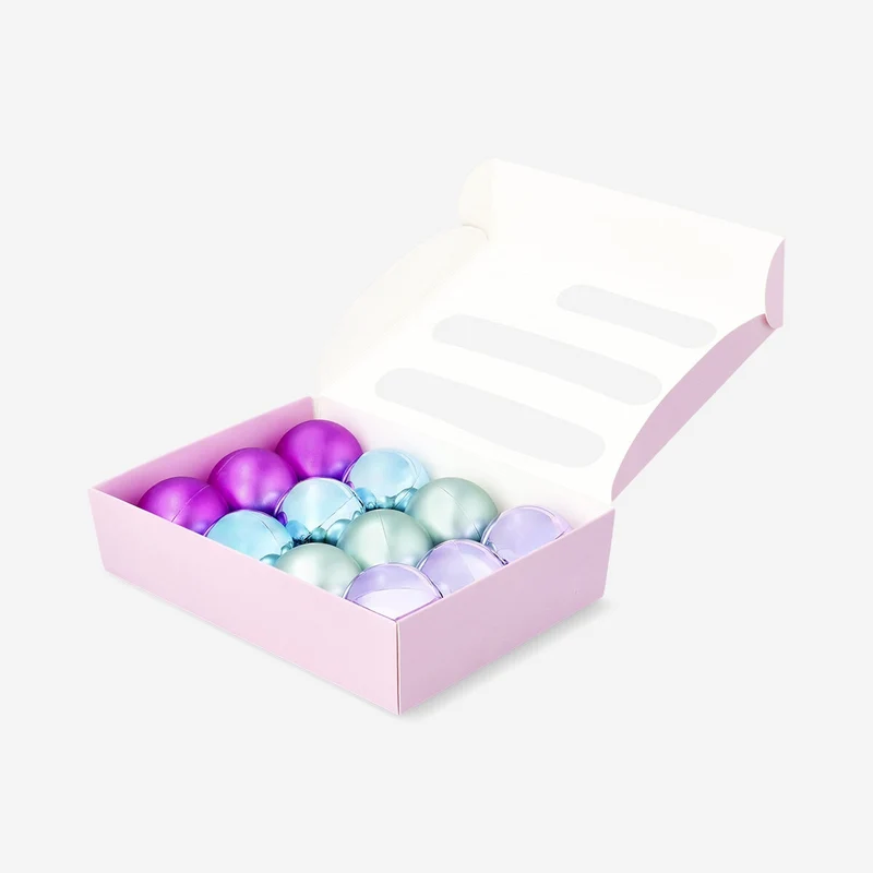 Medium plastic baubles in pastel colours - 12 pcs
