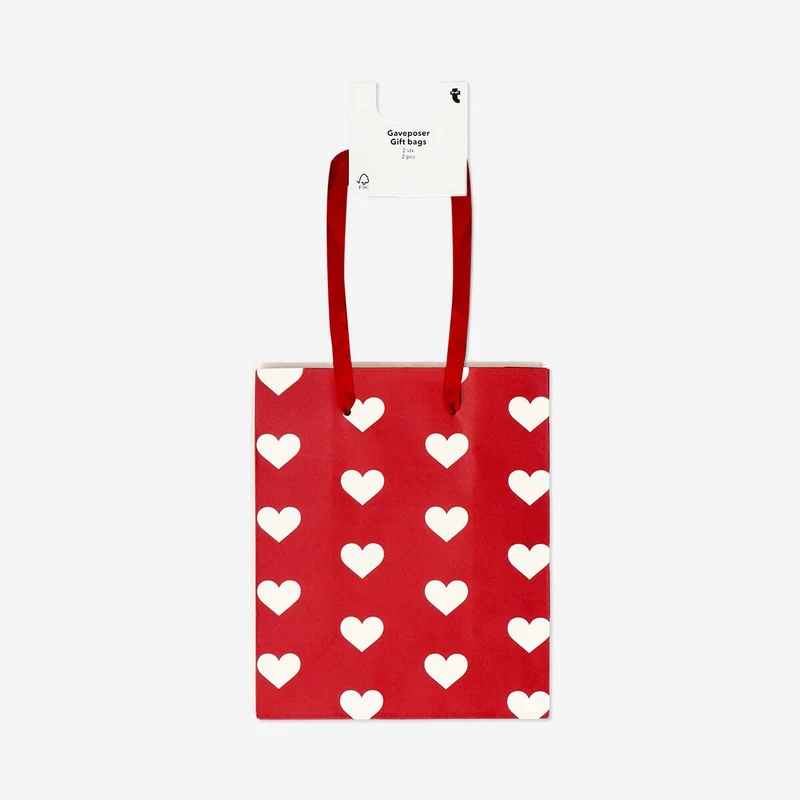 Set of gift bags with hearts - 2 pcs