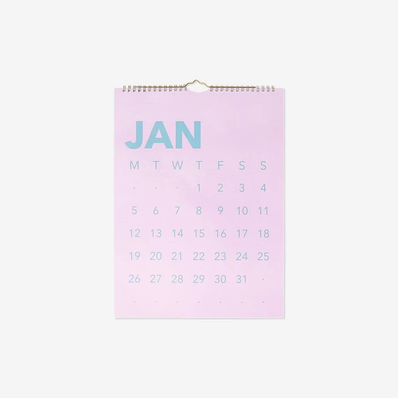 Pink monthly calendar for hanging