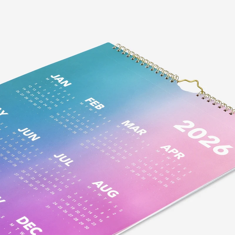Pink monthly calendar for hanging