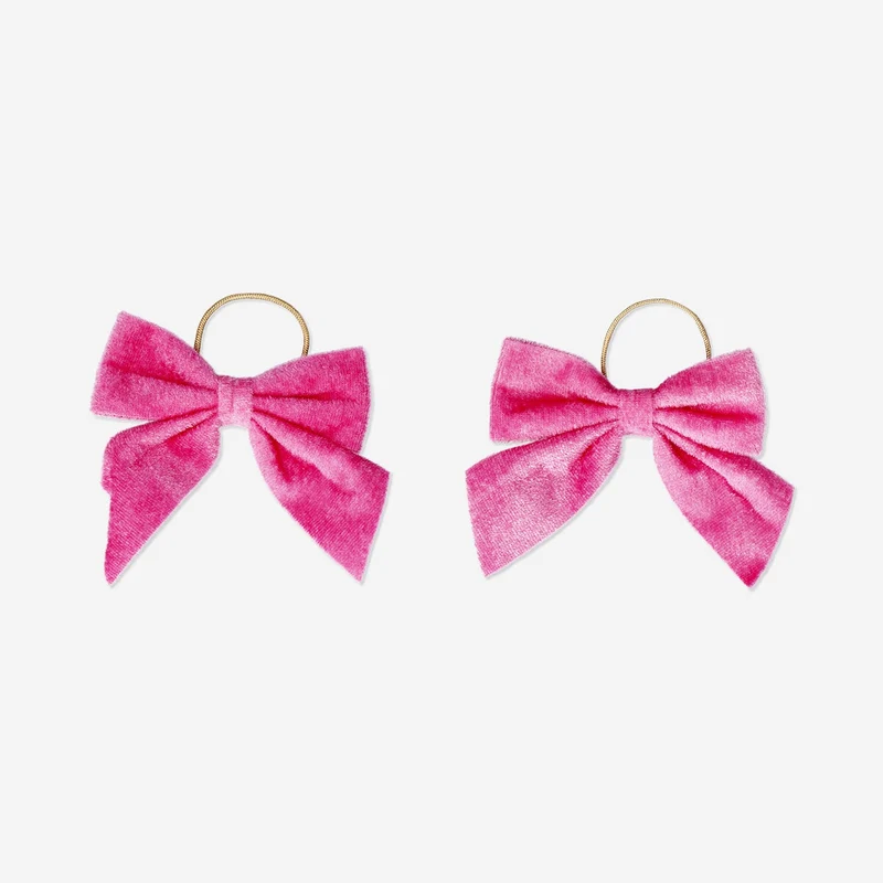 Hanging pink velvet bows - 6 pcs
