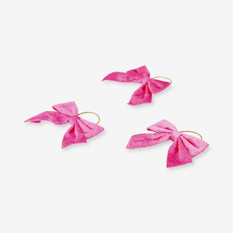 Hanging pink velvet bows - 6 pcs