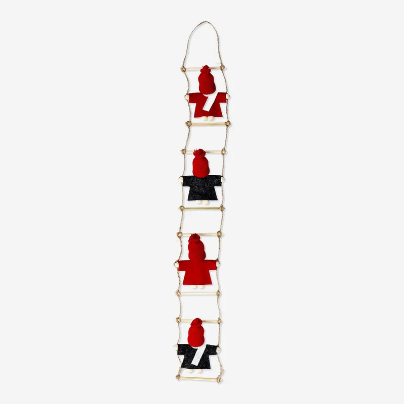 Hanging ladder decoration with 4 elfs