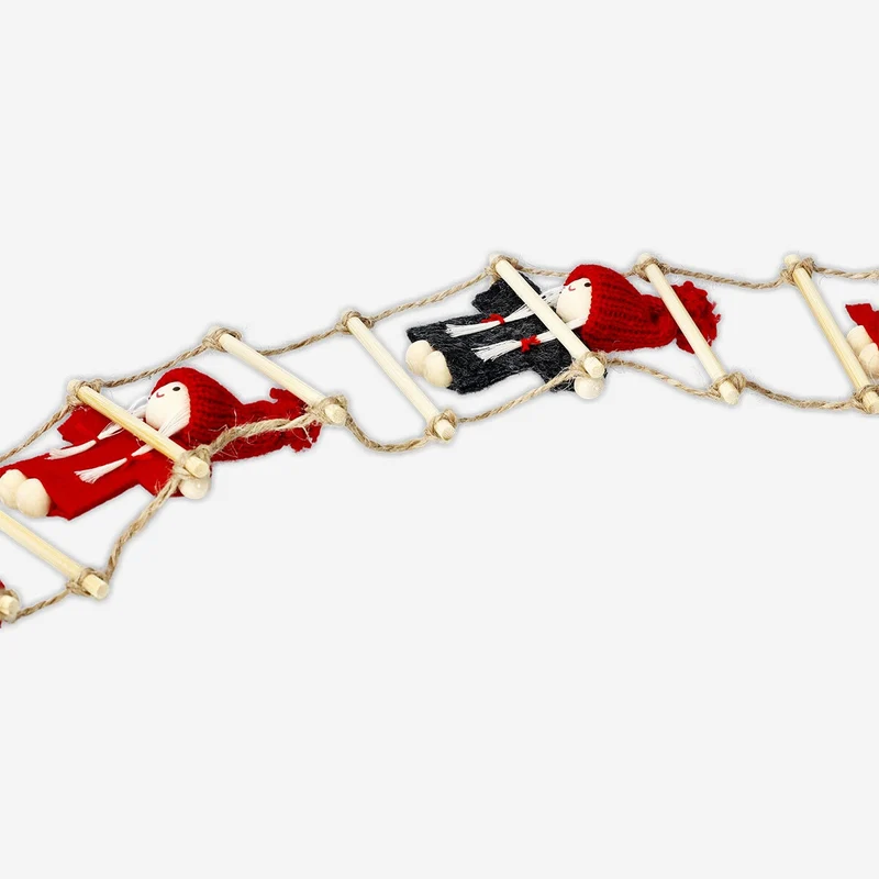 Hanging ladder decoration with 4 elfs