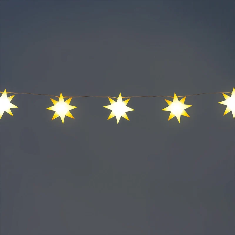 String lights with timer and paper stars - 285 cm