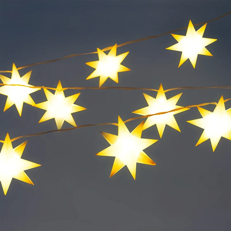 String lights with timer and paper stars - 285 cm