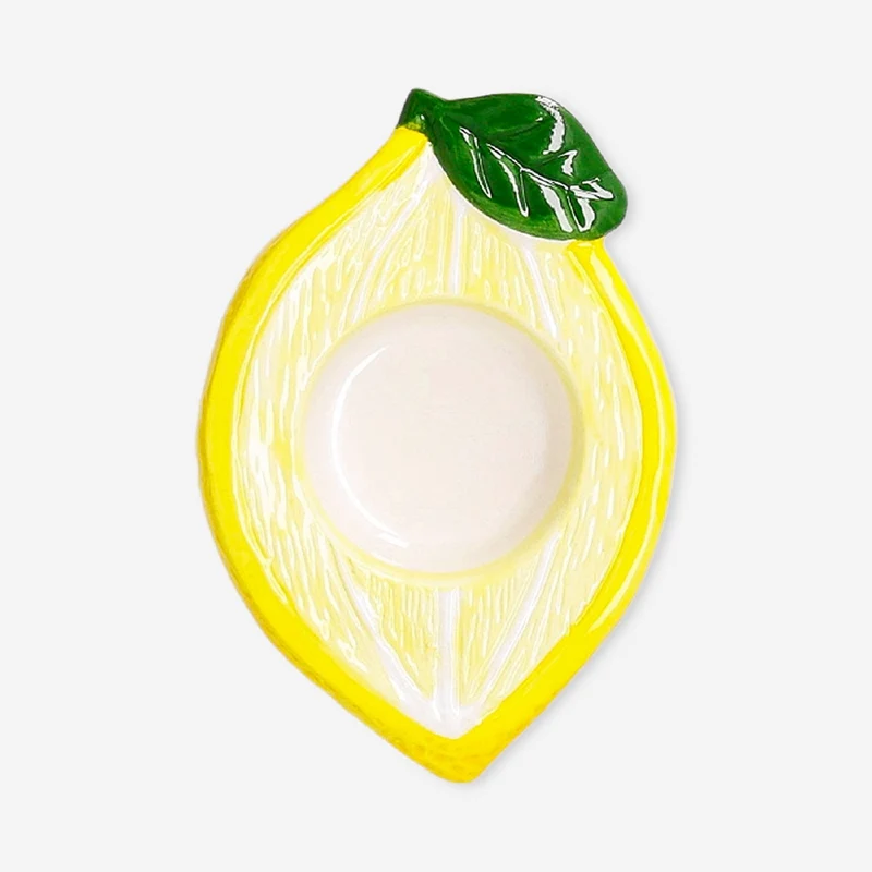 Ceramic lemon tealight holder - 11 cm