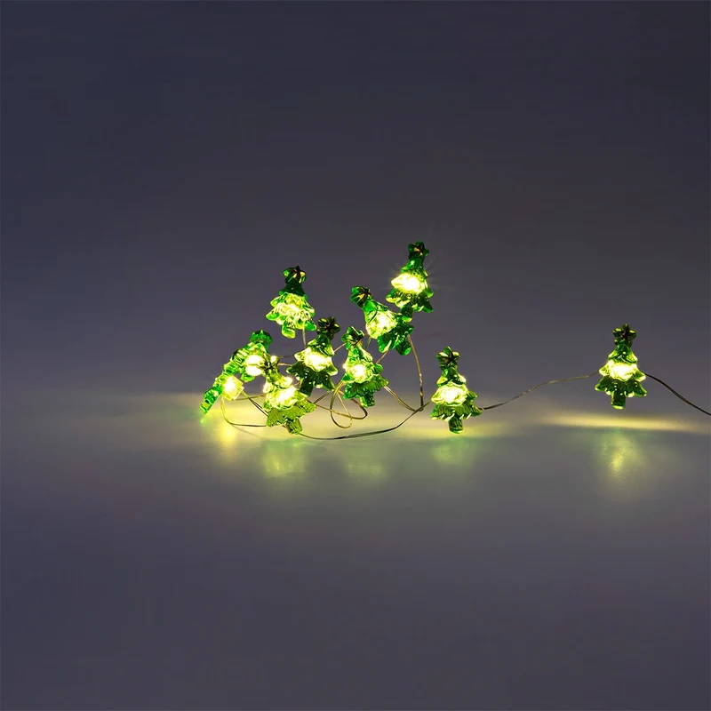 String lights with Christmas trees