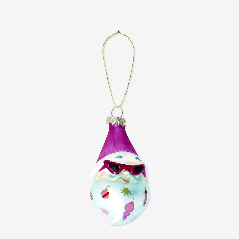 Christmas bauble - Colourful Santa with hat