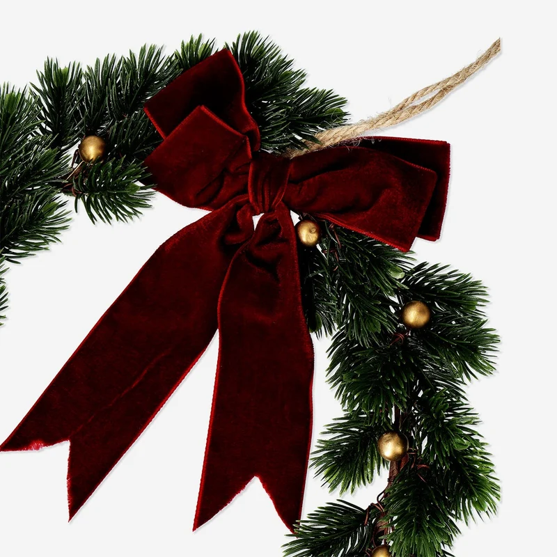 Wreath with red bow - 30 cm