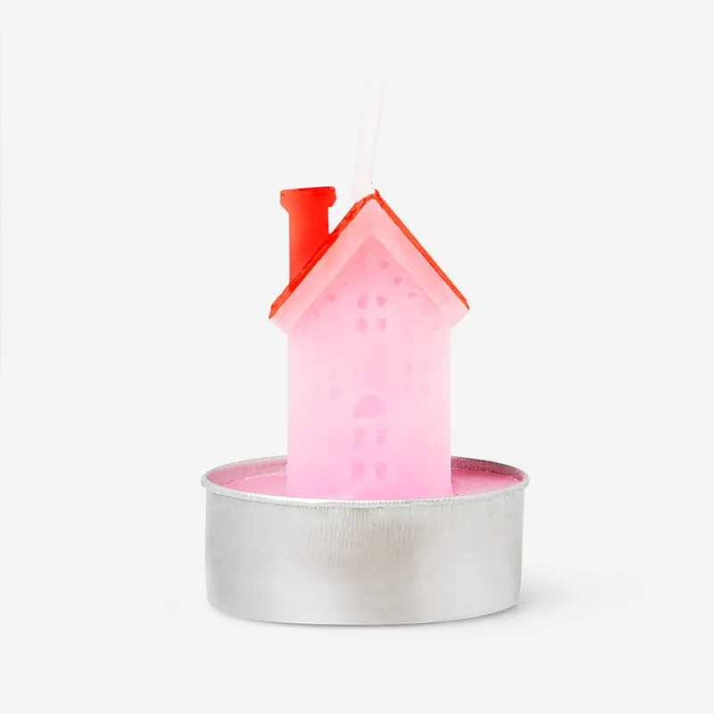 Pink and orange house tealights - 4 pcs