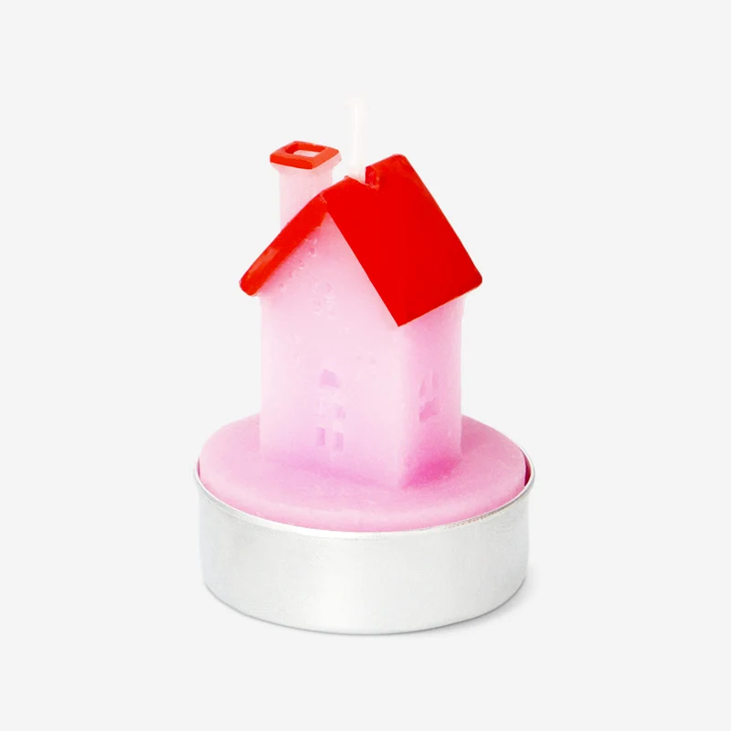 Pink and orange house tealights - 4 pcs