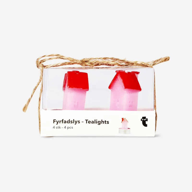 Pink and orange house tealights - 4 pcs