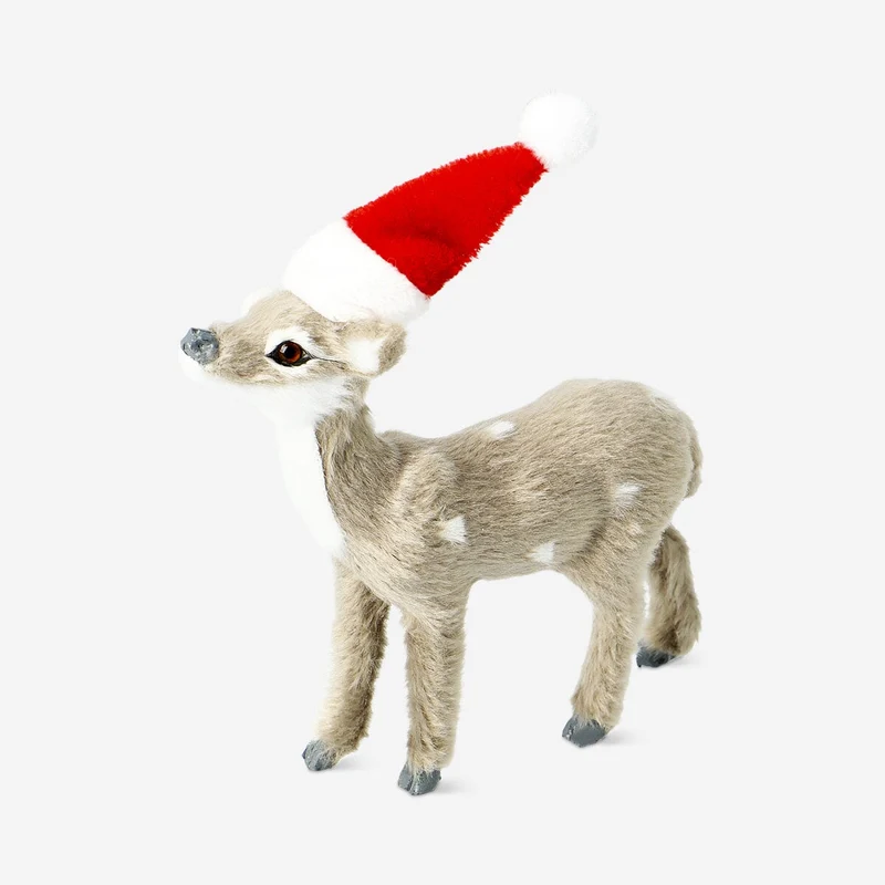 Decorative grey Christmas roe deer - 13 cm
