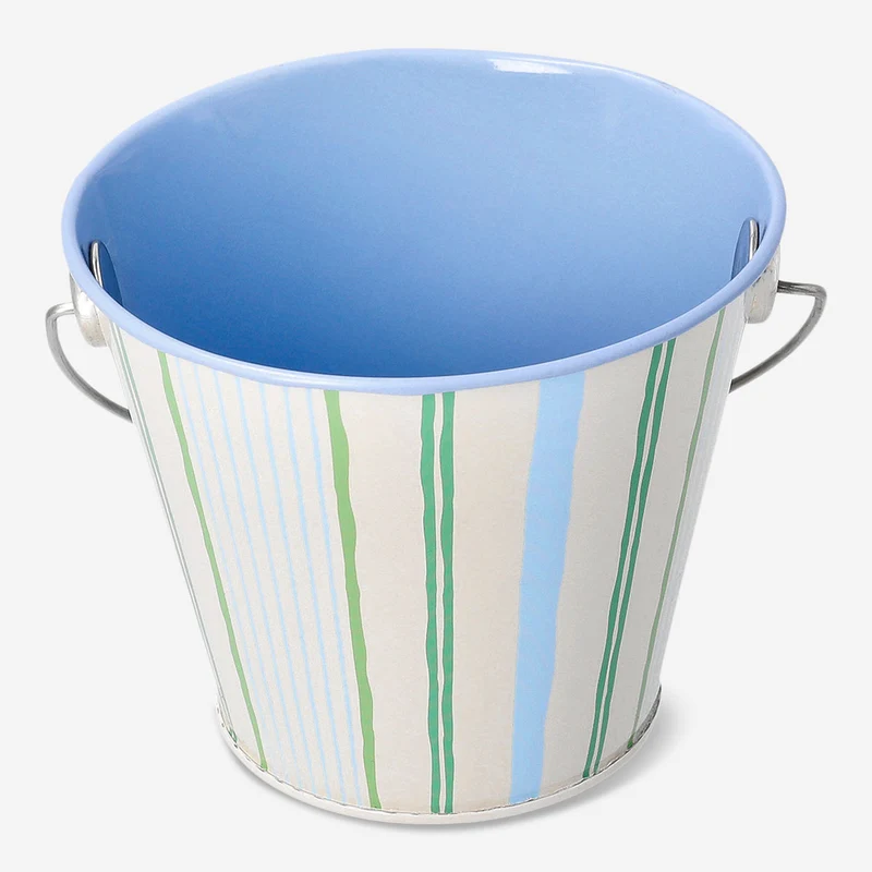 Striped metal flowerpot