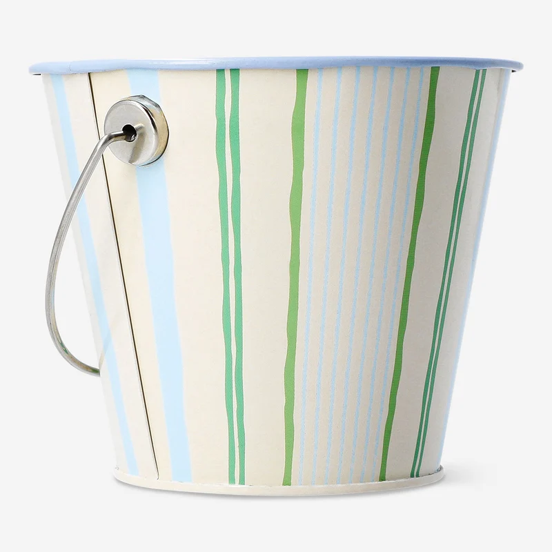 Striped metal flowerpot