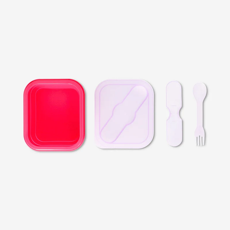 Red collapsible lunchbox with spork - 600 ml