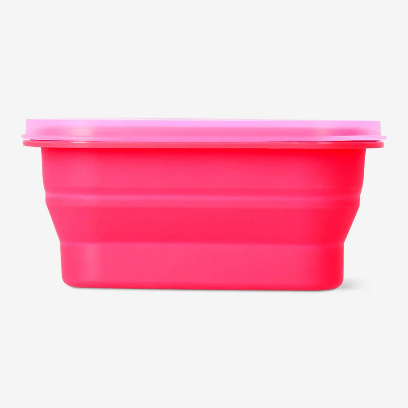 Red collapsible lunchbox with spork - 600 ml