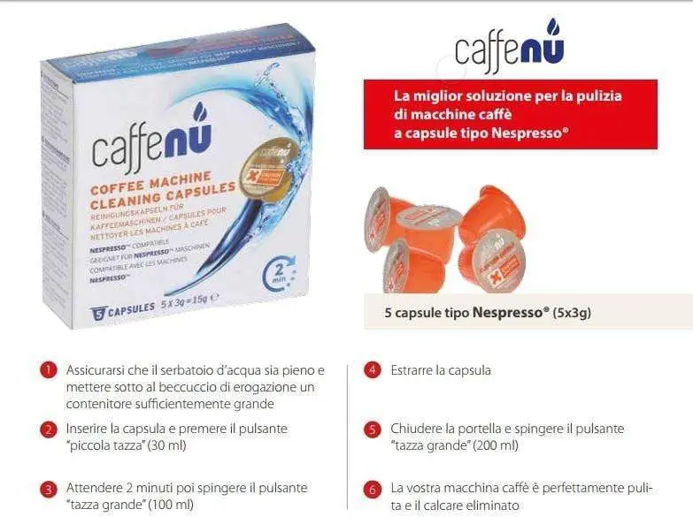 Detergente in capsule per macchine nespresso caffenu Ennebiservice
