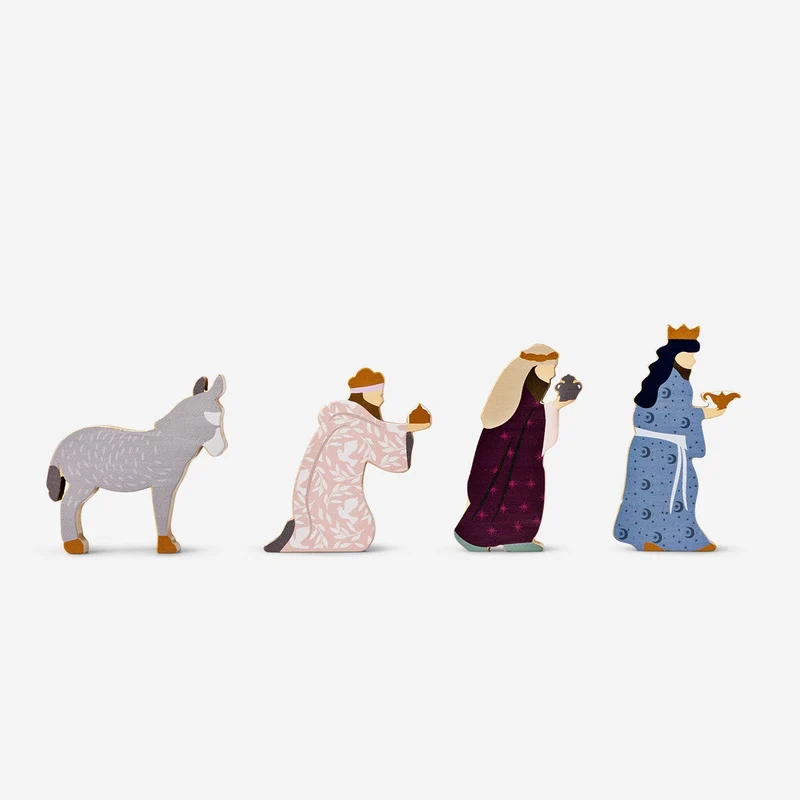 Wooden nativity set - 9 pcs