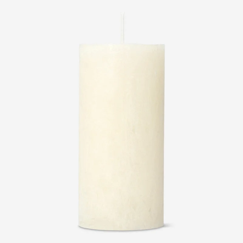 Ivory White Rustic Pillar Candle - 12 cm