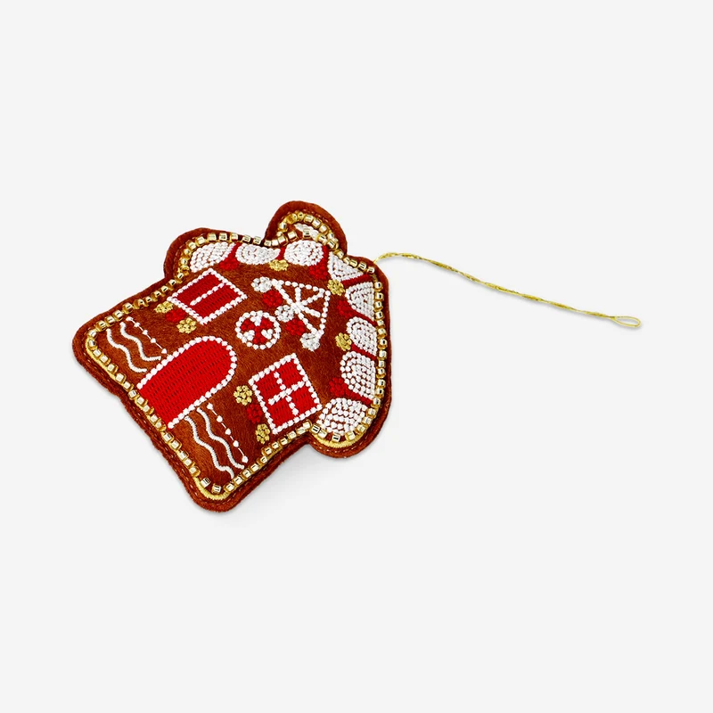 Hanging ornament - Gingerbread house with beads