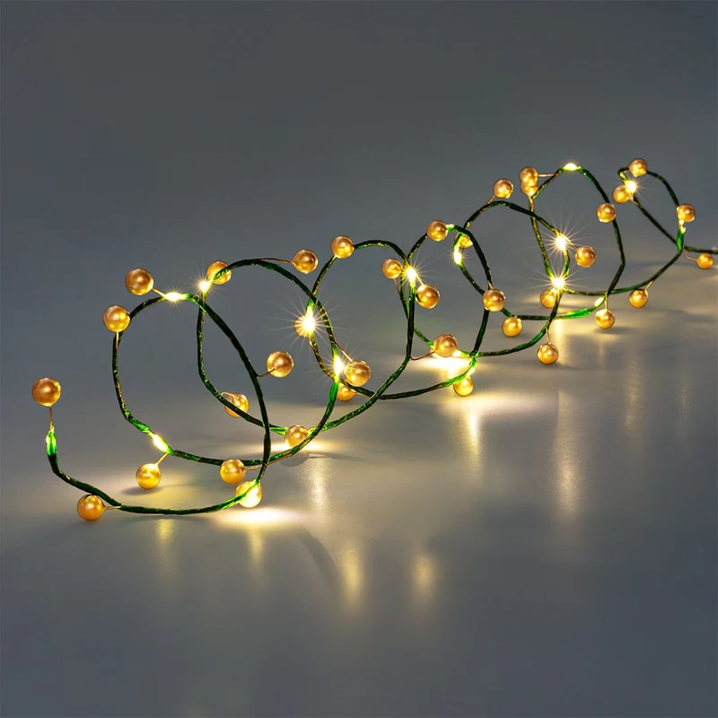 String lights with gold dots