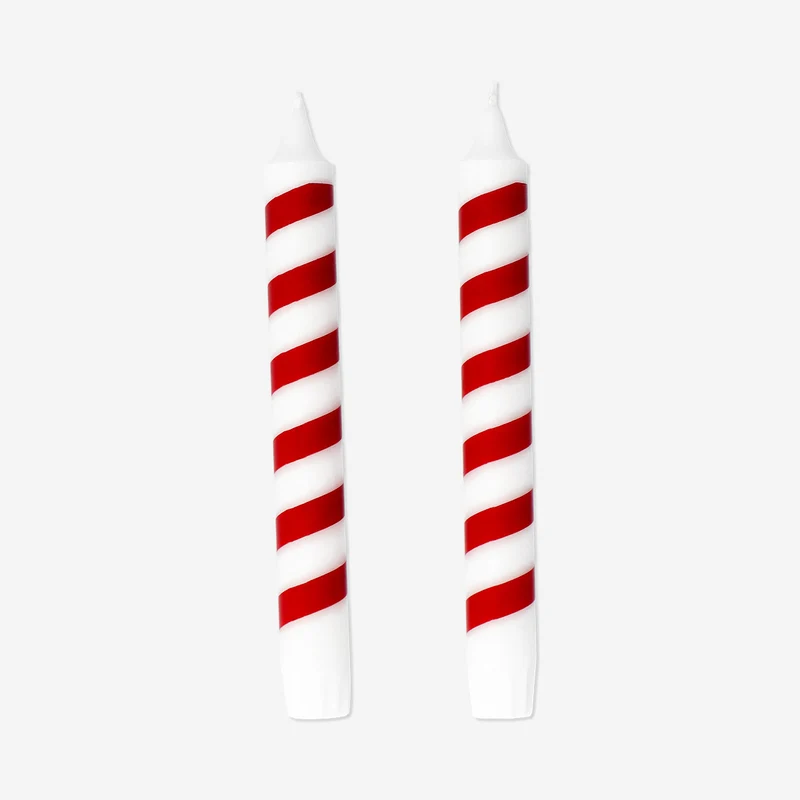 Candy cane dinner candles - 2 pcs
