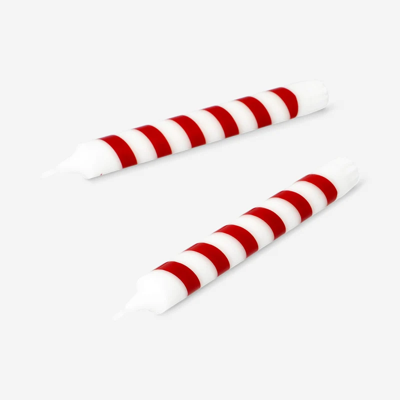 Candy cane dinner candles - 2 pcs