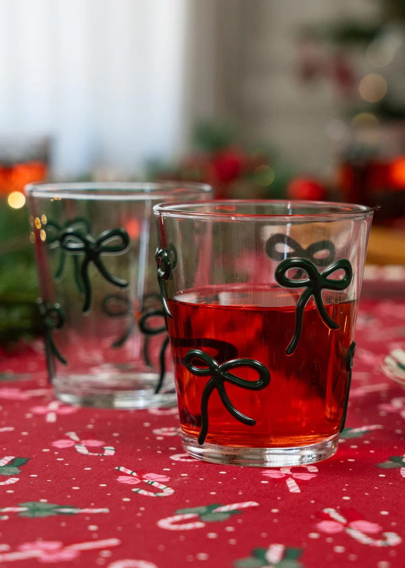 Drinking glass with embossed bows - 220 ml