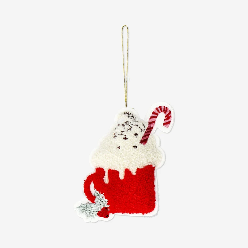 Hot chocolate bouclé ornament
