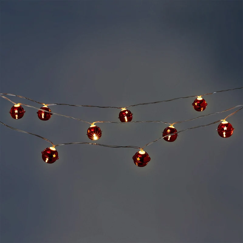 String lights with red bells - 285 cm