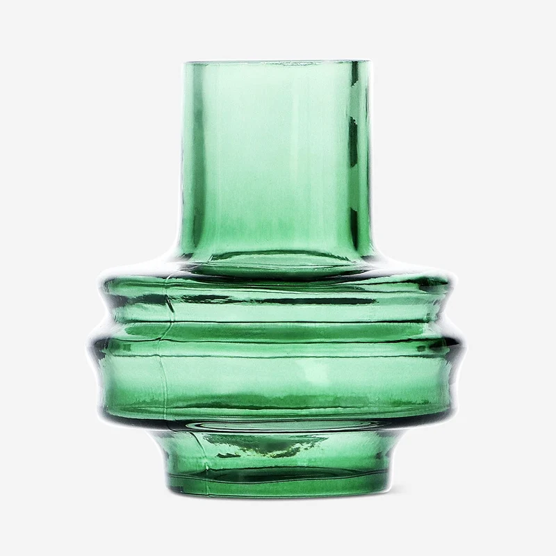 Green glass vase - 9 cm