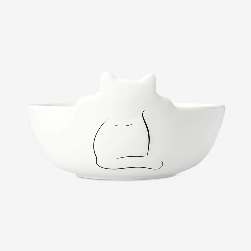 White bowl with cat - 15 cm
