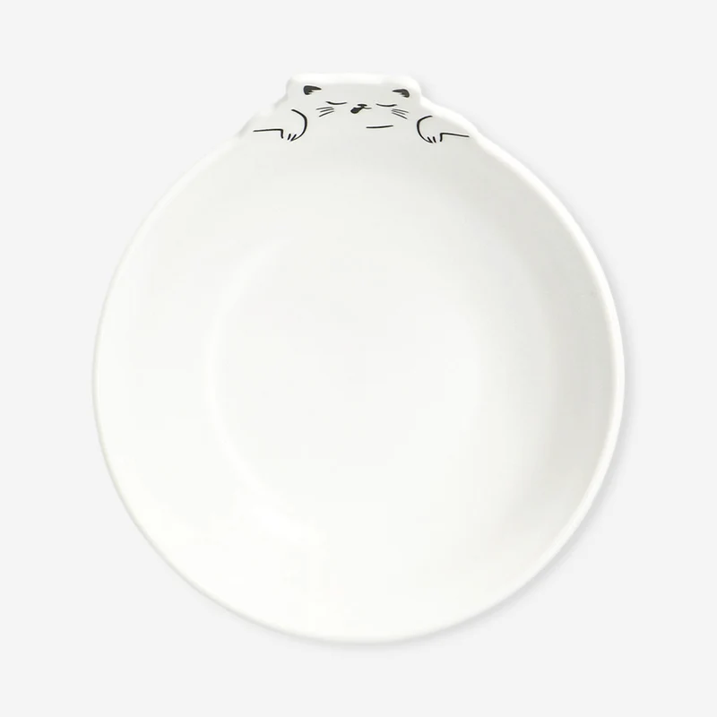 White bowl with cat - 15 cm