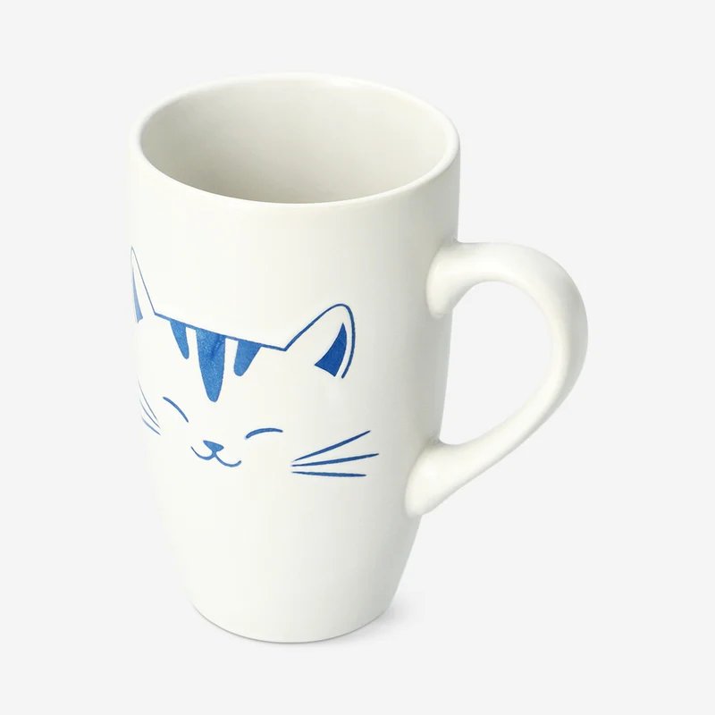 White cat mug with handle - 400 ml