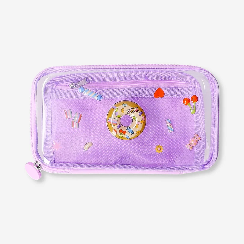 Purple hardcase pencil case with candy icons