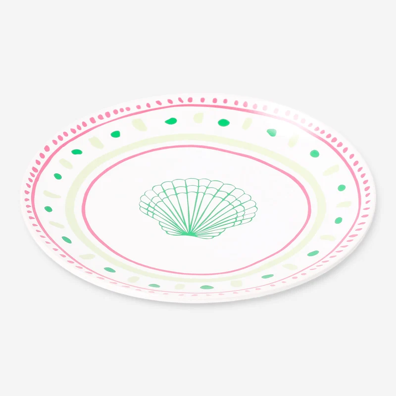 Ceramic plate with dots and seashell - 16 cm